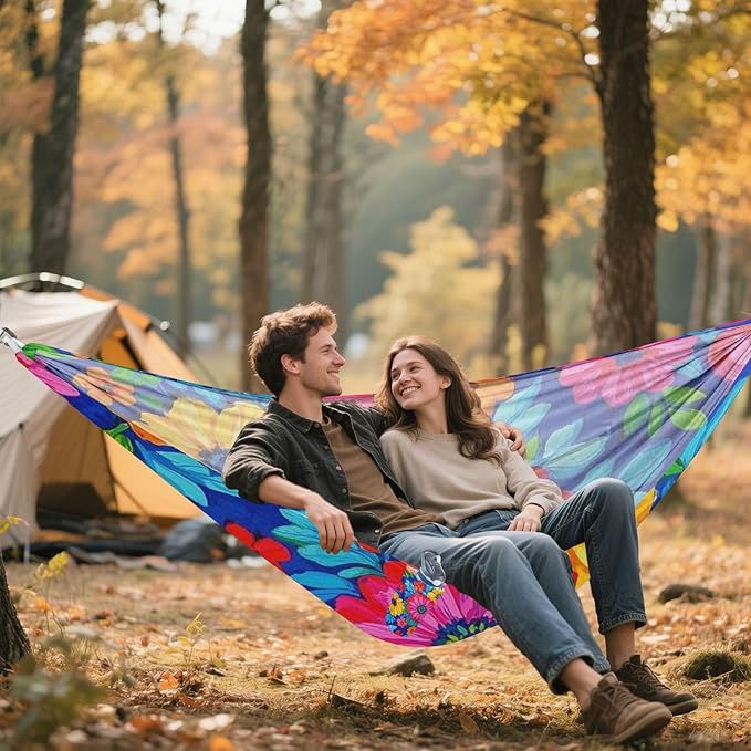 Colorful Retro Bohemian Style Flowers 330lb Capacity Outdoor Hammocks Cloth Hammock for Outside Beach Patio Garden hamaca para Patio Exterior
