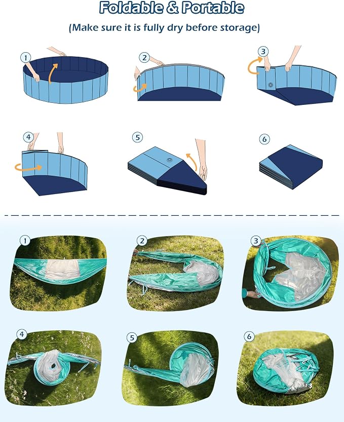Jasonwell Kiddie Baby Pool with Canopy - Foldable Infant Toddler Kids Pool with Shade Baby Beach Essentials Tent Swimming Wading Pools for Toddlers 1-3 + Kids Dogs Ball Pit Backyard Water Play G, 40"