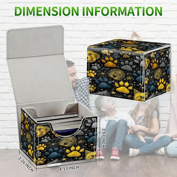 Card Deck Box for MTG, Cards Storage Box Fits 120+ Sleeved, Leather Small Size Strong Magnetic Closing Card Case for Board Games Magic TCG CCG Baseball Collection, Dog Melon Seal Puppy