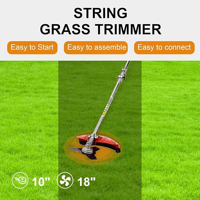 2 in 1 Gas Weed Eater, 52cc 2-Stroke Weed Eater Gas Powered, 2026 Upgraded Gas Weed Wacker with Extension Pole, 8500RPM Strong Power for Lawn Garden (Red)