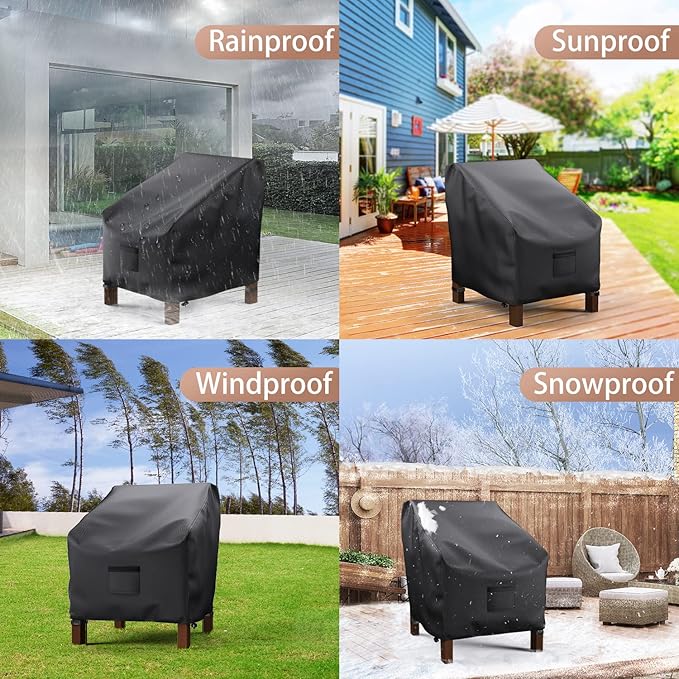 Mrrihand Patio Chair Covers Outdoor Furniture Covers Waterproof Lounge Deep Seat Cover Heavy Duty Lawn Patio Furniture Covers 2 Pack - 38W x 31D x 29H inch