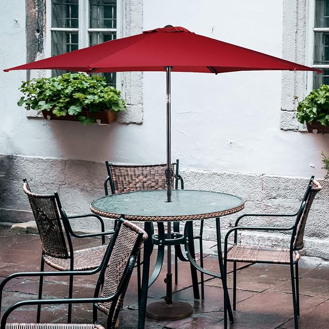 Giantex 9ft Patio Umbrella Outdoor, Market Table Umbrella w/Push Button Tilt and Crank, 180G Polyester Fabric and Sturdy Ribs, Sun Canopy Umbrellas for Patio Garden Beach Deck Pool