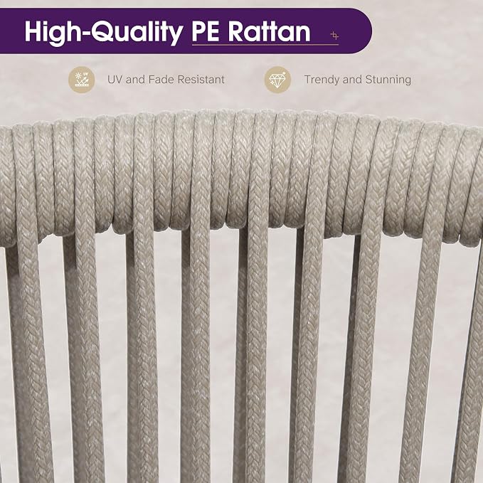 PURPLE LEAF 16 Pieces Patio Dining Set Wicker Outdoor Furniture Rectangular Table and Chairs Set for Garden Deck Aluminum Frame Backyard Kitchen Set, Cushions and Pillows Included Taupe