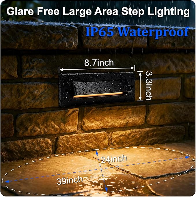 Outdoor Step Lights, 5W 12V Landscape LED RGB Color Changing Outdoor Low Voltage Deck Step Stair Lights Wired for Railing Fence Retaining Wall Christmas Decorations, Heavy Duty, Black, 1PK