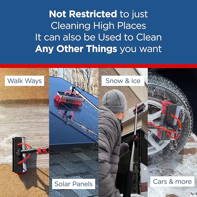 HydroCleaner XL Telescoping Power Wash Brush with Hose Attachment, Perfect for RV & Car Washing, Cleaning Decks and Sidings - Built-in Soap Dispenser and High-Intensity Power Jets (23 FT)
