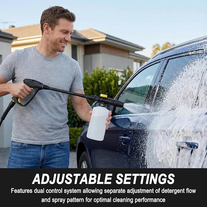 FJ6 Foam Cannon, Compatible with Kar-Cher K1-K7 Pressure Washers, 700ml Tank, Adjustable Spray Nozzle, for Cars, RVs, Garden Furniture, Patios