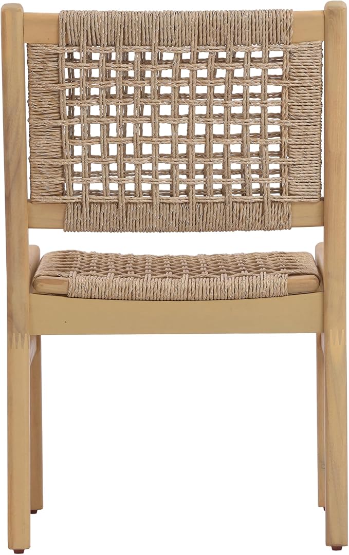 Christopher Knight Home Chuse Acacia Wood Dining Table Set for 6, Solid Wood Outdoor Dining Set for 6, 7 Piece Oval Patio Dining Table and Chair Set with Wicker Seat & Back, Light Brown + Light Teak