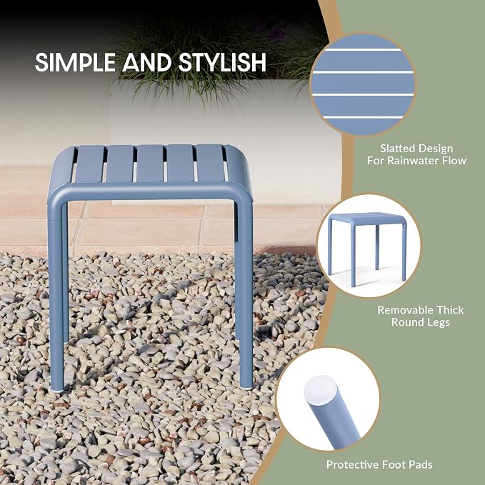 WestinTrends Playa Plastic Modern Outdoor Patio Accent Side Tables (Set of 2), French Blue