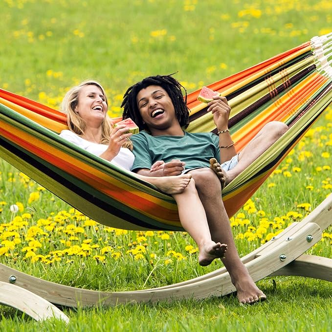 BYER OF MAINE Paradiso Hammock, Authentic Brazilian, Esmeralda, Recycled Cotton/Polyester Blend, Double, 142" L x 68" W, Holds up to 400lbs