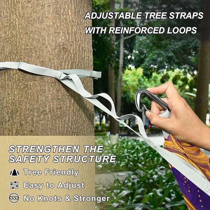 Mardi Gras Carnival Jewelry Outdoor Hammock with Tree Straps Tree Hammock for Outside Beach Patio Garden