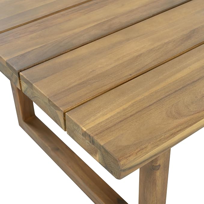 Christopher Knight Home Outdoor Acacia Wood 5 Seater Sectional Sofa Set with Thick Cushions Patio Conversation Set Modular Outdoor Seating with Coffee Table for Patio Deck Balcony Garden