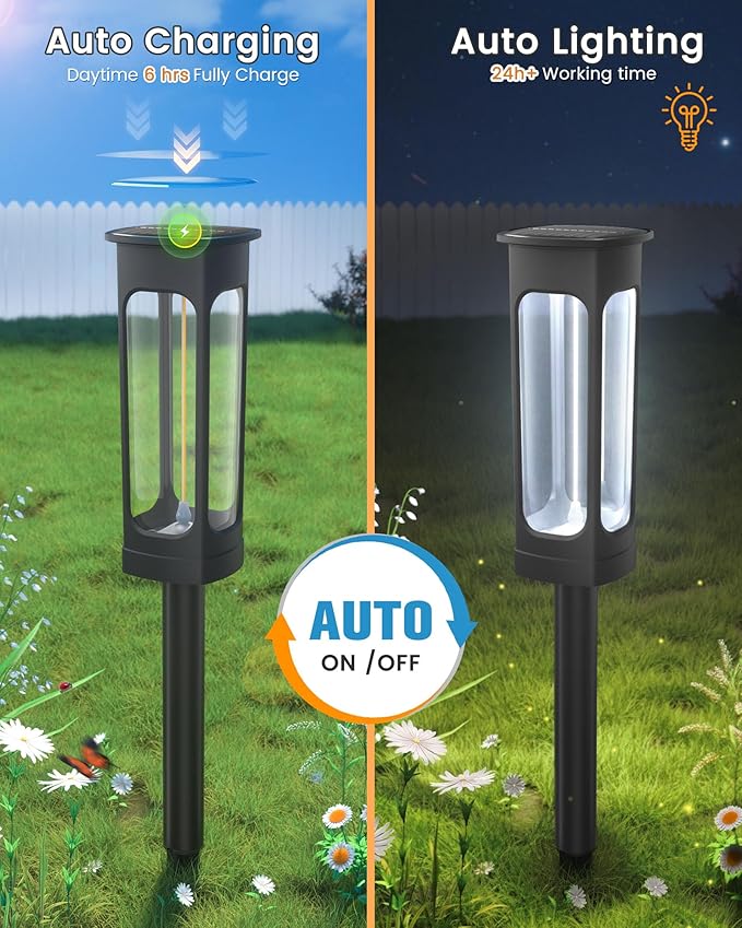 VOLISUN Solar Pathway Lights,12 Pack LED Solar Lights Outdoor Waterproof, Landscape Lighting,Cool Whtie Color Solar Path Lights,Landscape Lights,Solar Garden Lights for Yard Lawn Driveway Walkway