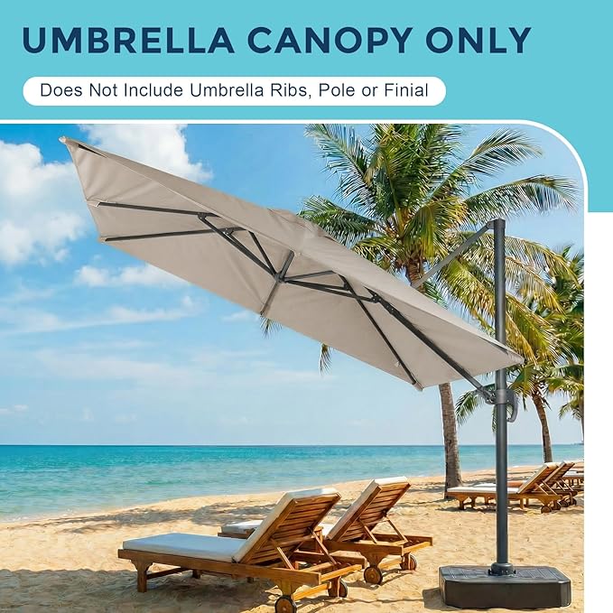 COWVIE Umbrella Canopy Replacement for 8 Ribs Patio Umbrella, Outdoor Table Parasol Replacement for Yard, Canopy Only
