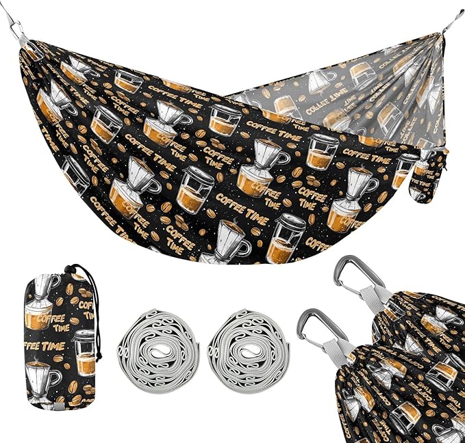 Camping Hammock Outdoor Hammocks for Outside Coffee Time 5 Beach Trees Portable Lightweight with Pockets Tree Straps Indoor