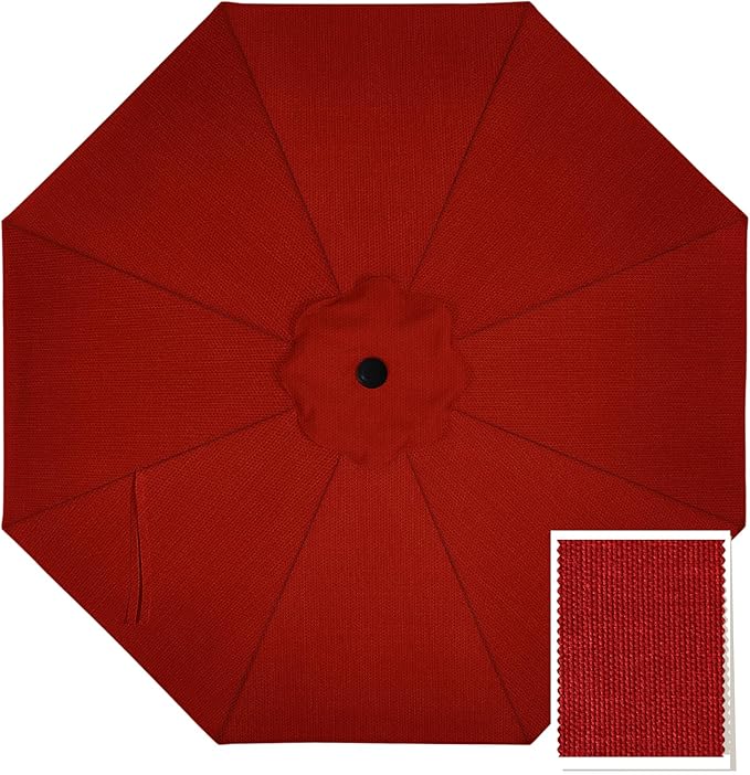 MASTERCANOPY 5-Year-Non-Fading Olefin 9FT Patio Umbrella Replacement Canopy for 8 Ribs- Red Canopy Only