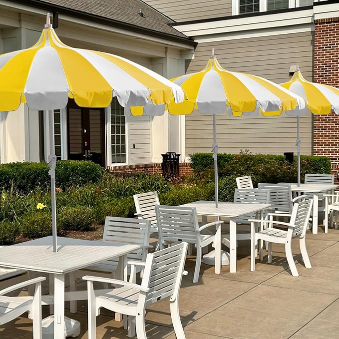 8Ft Patio Pagoda Umbrella, UV Protect Pool Umbrellas with Heavy Duty Pole, Outdoor Market Umbrella for Holiday Garden Backyard