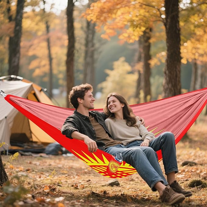 National Flag of The Kyrgyz Republic Hammocks with Portabl Carry Bag Backyard Hammock for Indoor Outdoor Patio