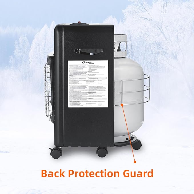 18,000 BTU Propane Heater for Garages, Construction sites and yards, Propane Garage Heater Quiet with Gas Regulator and Hose, Heating Area Up to 450 sq. Ft(Black)
