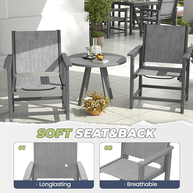 Amopatio HDPE Outdoor Dining Chairs Set of 4