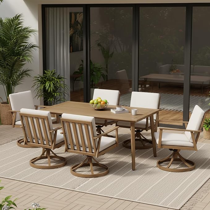 Outdoor Dining Set, Patio Dining Swivel Chairs Set of 2, Aluminum Patio Rocking Chairs with Washable Cushion, 2 Pieces All Weather Patio Furniture Sofa Chairs for Backyard, Garden, Poolside