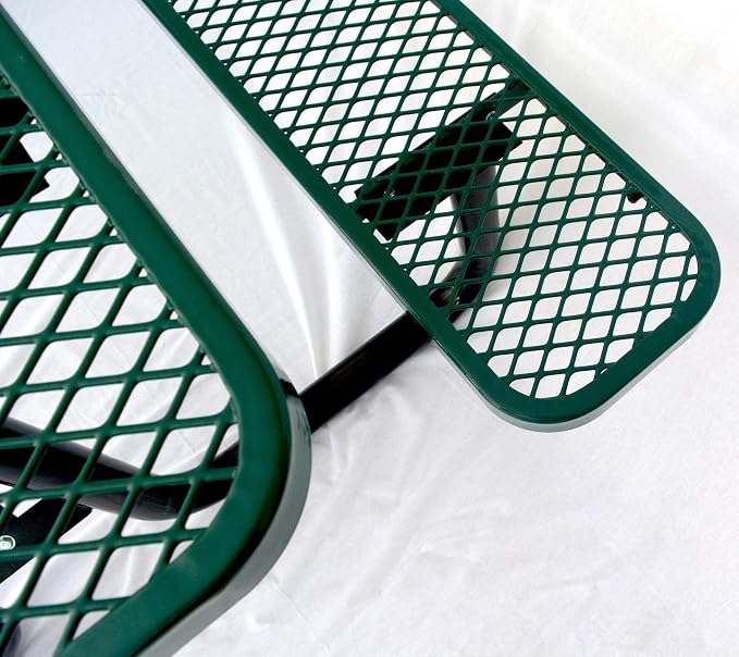6' Rectangular Picnic Table, Expanded Metal, Green (72" Long)