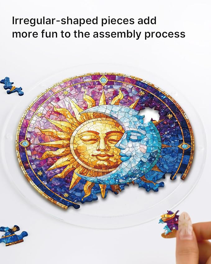 Acrylic Suncatcher Puzzle, Sun and Moon in Harmony-7.4 in | DIY Suncatcher Puzzle Kits for Adults, Acrylic Jigsaw Puzzle Suncatcher, Garden&Window Hanging Decor, Unique Gift