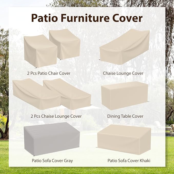 Waterproof Outdoor Sofa Cover, Heavy Duty Outdoor Couch Cover, Large Lawn Patio Furniture Covers with Adjustable Cord Lock 600D Oxford Cloth (Khaki, 79"W x 38"D x 35"H-1Pack)