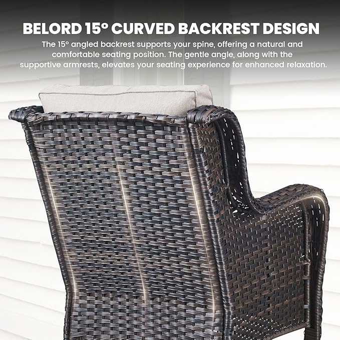 Belord Outdoor Wicker Furniture 5 Pieces Patio Furniture Set Patio Chairs with Ottomans and Side Table Conversation Set for Porch Garden Deck Balcony Poolside