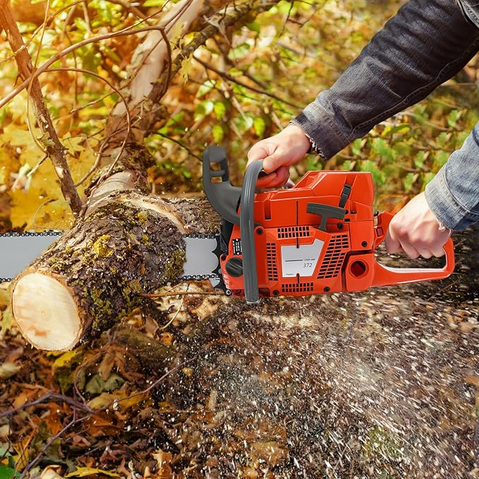 71CC 28" Gas Chainsaw Gas Powered Chainsaws Handheld Cordless Petrol Gasoline Chain Saw for Wood Cutting, Tree Stump Trimming