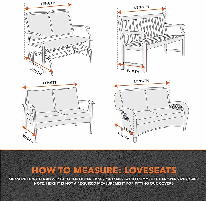 Modern Leisure Garrison Patio Loveseat Cover - Weather-Resistant Fabric - Outdoor Furniture Protection Perfect for Patio, Deck, and Porch - 76" L x 38" W x 38.25" H - Granite