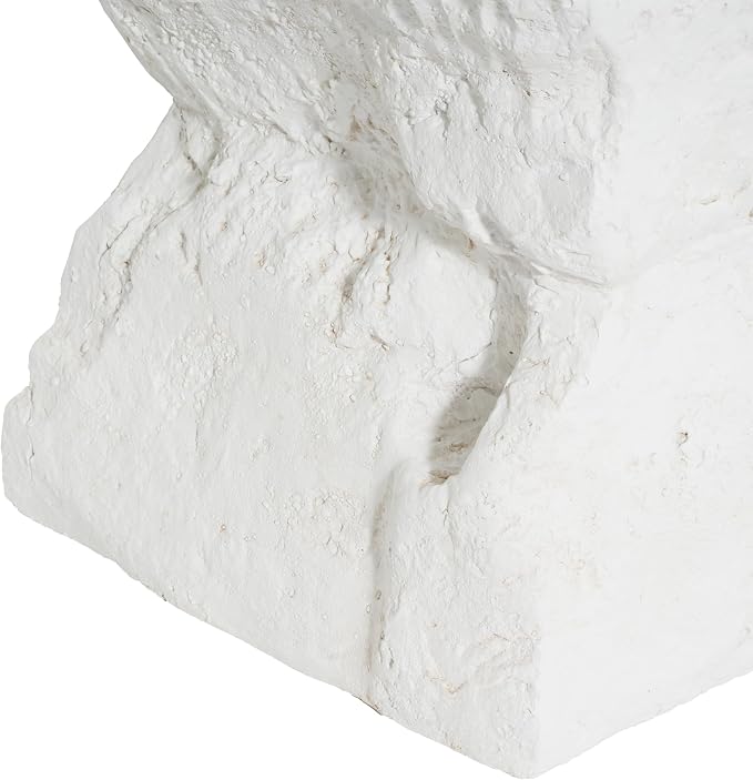 Christopher Knight Home Nataly 18.5" H Small Outdoor Side Table, Hourglass-Like Shape Carved Garden Stool, Lightweight Concrete End Table, Patio Decorative Home Stool for Balcony Backyard, White