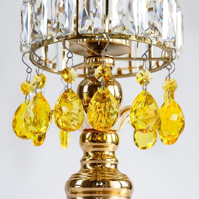 10pcs Yellow Bauhinia Crystal Suncatcher Chandelier Prisms Decor | K9 Crystal Glass Bauhinia Prisms 3 Inch with Hooks Window Wedding Party Chandelier DIY Decor Rainbow Maker Gift for Women Mom