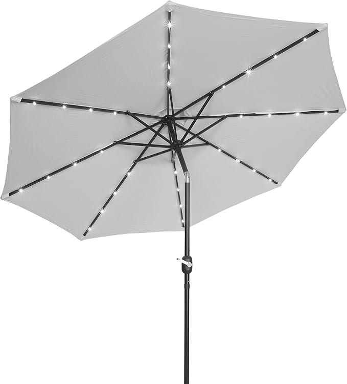 Trademark Innovations Deluxe Solar Powered LED Lighted Patio Umbrella - 9'