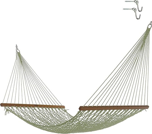 Nags Head Hammocks First Mate Meadow DuraCord Rope Hammock – 12 ft. x 50 in., 450 lb Capacity, Cumaru Spreader Bar, Galvanized Hardware, Handcrafted in USA, Free Chains & Tree Hooks