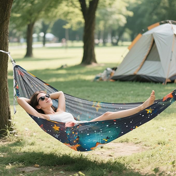 Colored Star 330lb Capacity Outdoor Hammocks with Tree Straps Hanging Hammock for Outside Patio Garden amacas para patios con Base de adultos