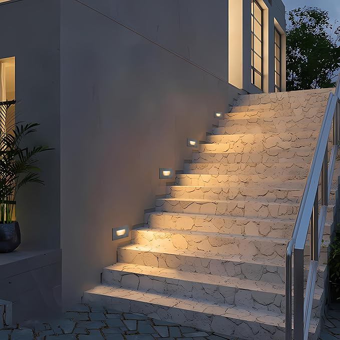 FTL 12-Pack Step Lights Outdoor Stair Light 12V LED, 3000K/4000K/5000K 3 Color Changing Stair Lights Indoor 3.5W 150LM Waterproof Indoor Deck Step Light, Low Voltage Black Staircase Lighting Aluminum