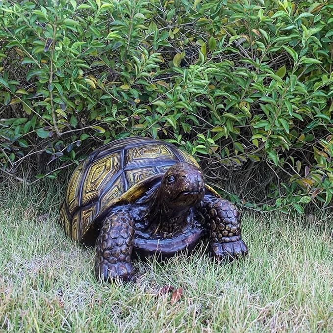 21.3" Large Turtle Garden Statue, Brown 2 | Realistic Resin Tortoise Sculpture, Outdoor Patio, Lawn & Yard Decor, Patio Seat, Simulated Art Piece