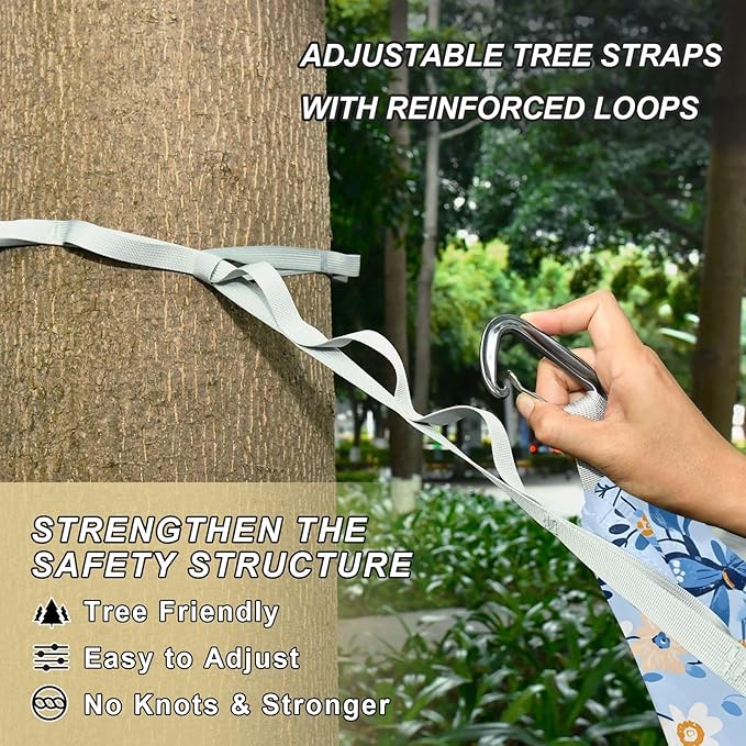 Camping Hammock Outdoor Hammocks for Outside Butterflys Flowers Beach Trees Portable Lightweight with Pockets Tree Straps Indoor
