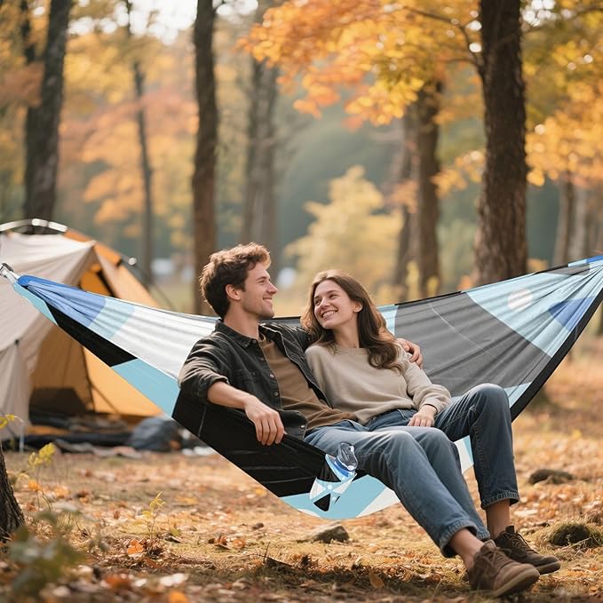 Cute Blue-Black Triangle 330lb Capacity Outdoor Hammock Portable Hammock for Outside Patio Garden hamacas para Patio