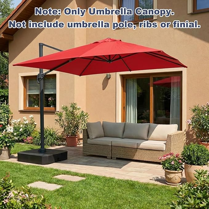 BPS 10'x10' Cantilever Umbrella Replacement Canopy for 8 Ribs Square Offset Umbrella, Outdoor Canopy Replacement for Patio Parasol, Canopy Only