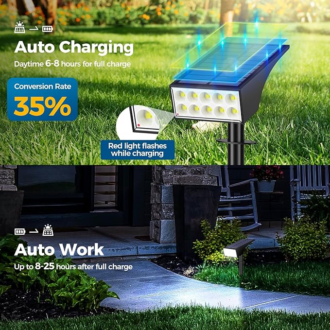 WENATY 12Pack Solar Spot Lights Outdoor, Solar Lights Outdoor Waterproof with 4 Light Mode 2-in-1 Landscape Spotlights Solar Powered Yard Garden Outside Flood Light for House Pathway Tree (Cool White)