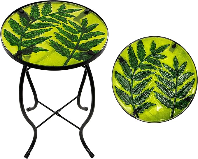 Subtropical Leaf Patio Table,Outdoor Side Table,Outdoor Bar Table | WEIBEFEE; 10 Inch; for Porch Garden Yard Pool Living Room; Fade-resistant; Great gift choice; Decoration Gifts