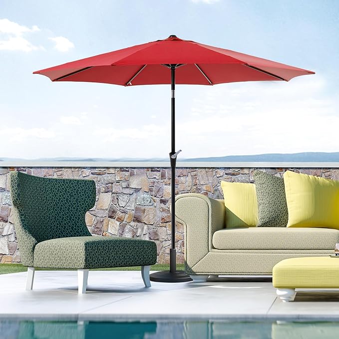OLIXIS 9FT Patio Table Umbrella with Tilt and Crank Button & 8 Sturdy Ribs Waterproof, 9 Feet Outdoor Patio Umbrella Sun Shade for Pool, Terrace, Beach and Restaurant