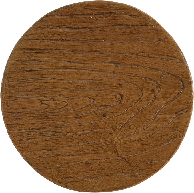 Outdoor Side Table, Modern Organic MGO Accent End Table for Patio, Living Room, Beige Tone Organic Pear-Shaped Base with Faux Wood Grain Top