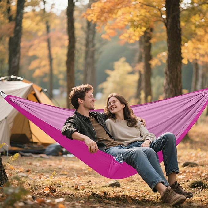 Medium Violet Red Solid Color Pure Plain Purple 330lb Capacity Camping Hammocks with Hanging Rope Swing Hammock for Indoor Outdoor Patio Base para hamacas