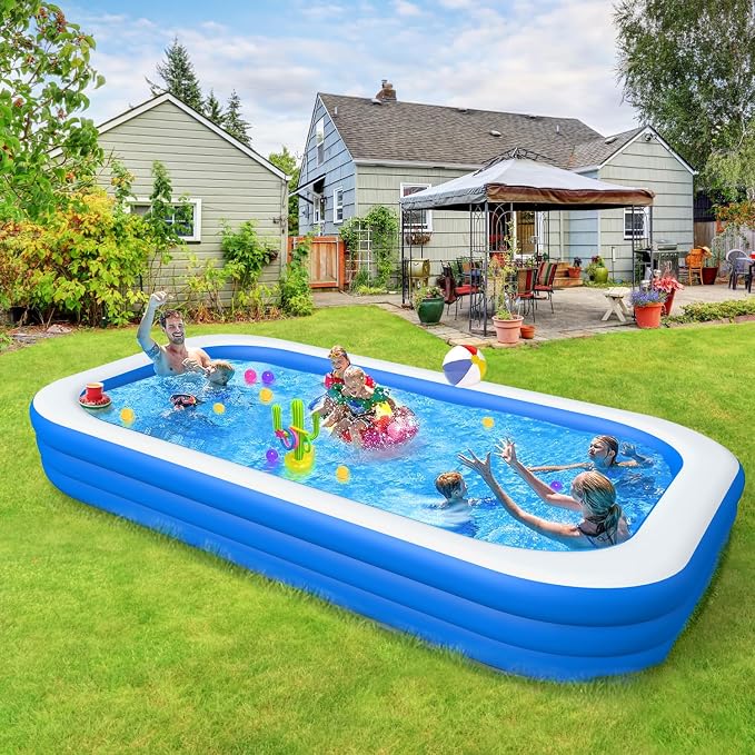 Inflatable Swimming Pool, Large Blow up Pool, Above Ground Swimming Pool for Family, Pools for Kid, 150 x 72 x 22 inch Full-Sized Inflatable Pool for Toddler for Outdoors, Backyard