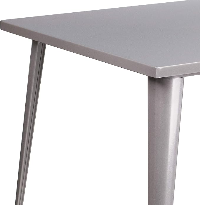 Flash Furniture Parker Commercial Grade 35.5" Square Silver Metal Indoor-Outdoor Table