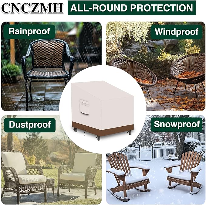 Heavy Duty Patio Chair Covers Waterproof Outdoor, 2 Pack 600D Patio Furniture Covers for Outdoor Rocking Swivel Adirondack Chairs, Lounge Deep Seat 38'' W x 31''D x 24''H/ 29''H Beige Brown