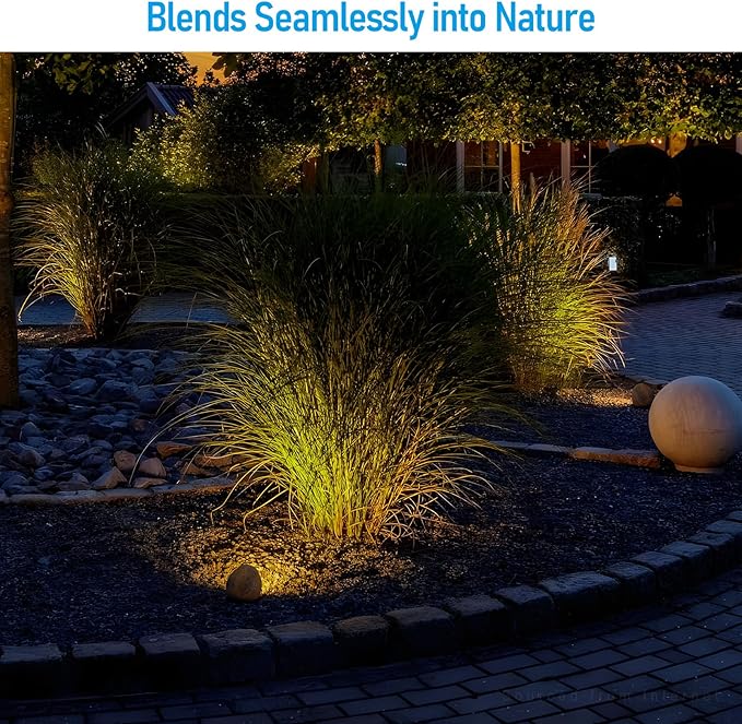 LEONLITE 5CCT LED Rock Lights Outdoor, 5W Low Voltage Landscape Spot Light for Garden, Yard, Decorative Stone Light, 12-24V AC/DC, CRI90, 200lm, IP65 Waterproof, Round, Yellow, Pack of 4
