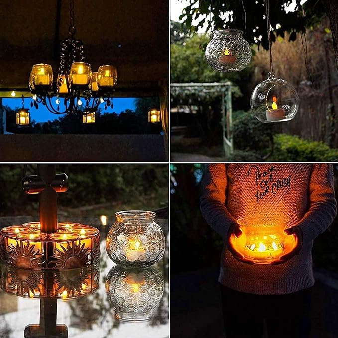 Solar Tea Lights Outdoor Waterproof - 10 Pack Flameless Flickering Solar Candles Reusable LED Tea Light Candles Rechargeable Dusk to Dawn Lighting for Lanterns Garden Camping Home Decor, 2.3''x2.1''